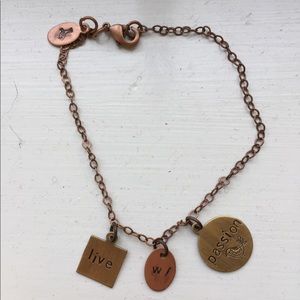 Live with passion charm bracelet jewelry bird